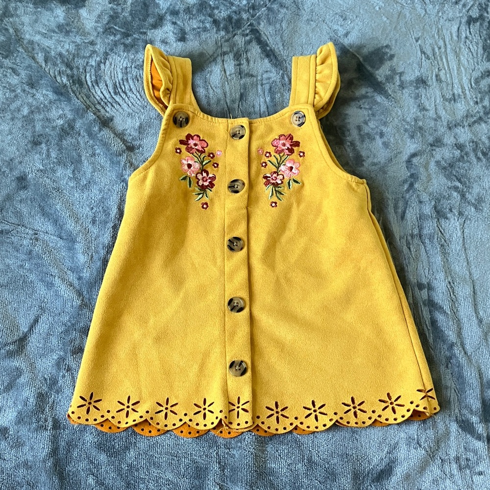 Yellow Floral Embroidered Dress